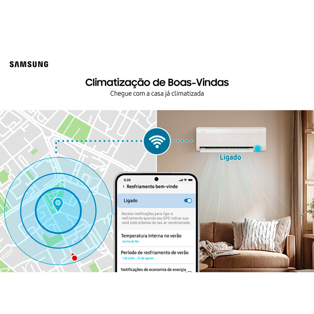 Ar Condicionado Split Hi-Wall Inverter Wi-Fi Samsung WindFree AI 24.000 Btu/h Frio 220V | AR24DYFAAWKNAZ