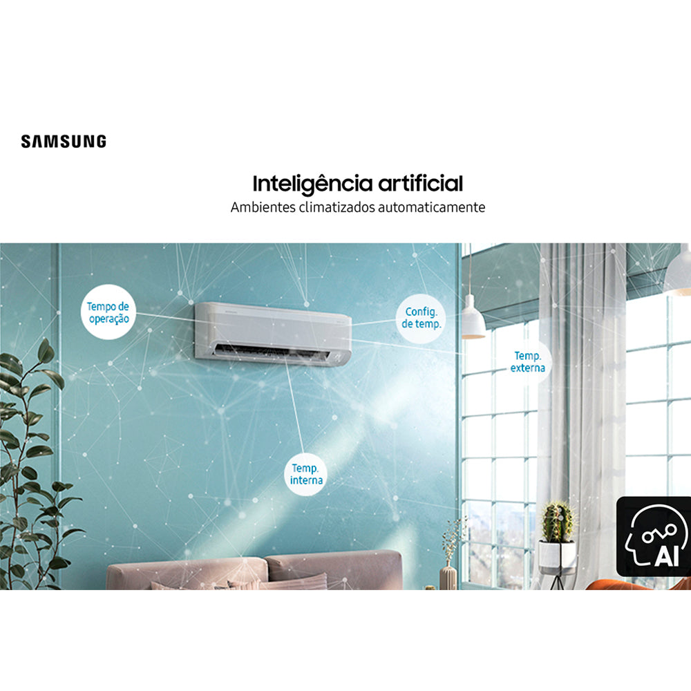 Ar Condicionado Split Hi-Wall Inverter Wi-Fi Samsung WindFree AI 24.000 Btu/h Frio 220V | AR24DYFAAWKNAZ