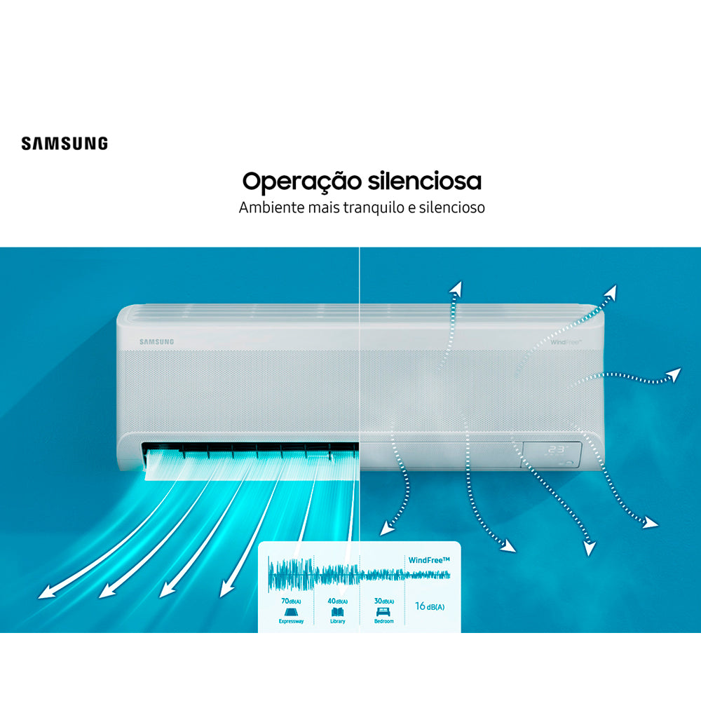 Ar Condicionado Split Hi-Wall Inverter Wi-Fi Samsung WindFree AI 12.000 Btu/h Frio 220V | AR12DYFAAWKNAZ