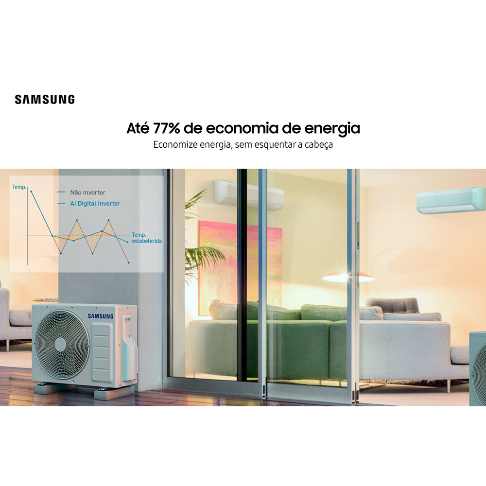 Ar Condicionado Split Hi-Wall Samsung Inverter WindFree POWERVolt AI 12.000 Btu/h Frio 110/220V Bivolt | AR12DYFAVWKNAZ
