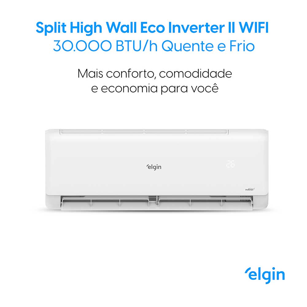Ar Condicionado Split Hi Wall Inverter Elgin Eco II 30.000 BTU/h Quente/Frio 220v Wi-Fi