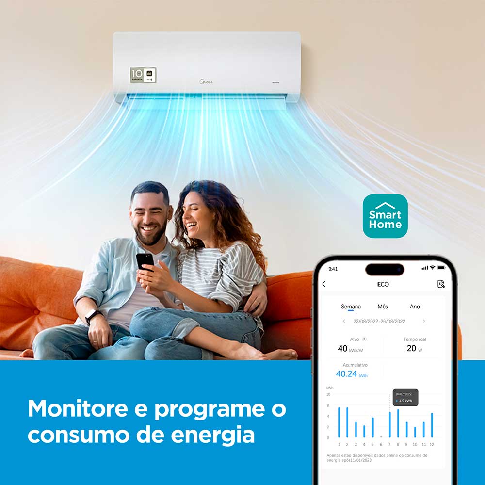 Ar Condicionado Split Hi Wall Inverter Midea Xtreme Save Connect 9.000 BTU/h Frio 220v