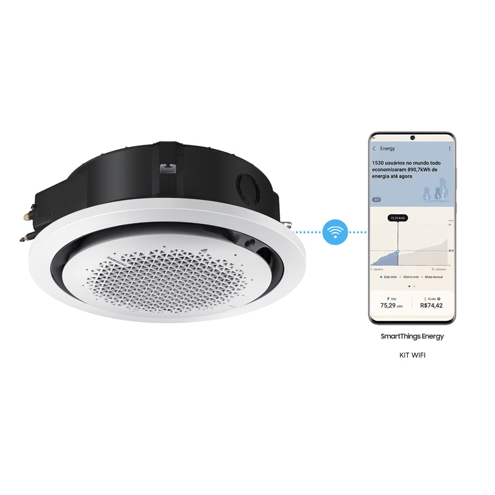 Ar Condicionado Cassete 360 Inverter Samsung WindFree 47.000 BTU/h Quente/Frio 220v Wi-Fi